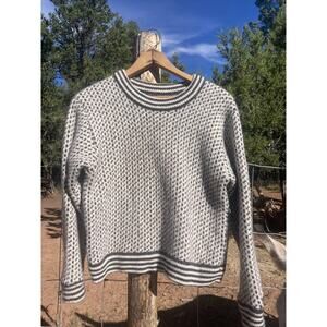 Vintage LL Bean Birdseye Made in Norway Sweater Womens Large Black White Stripe
